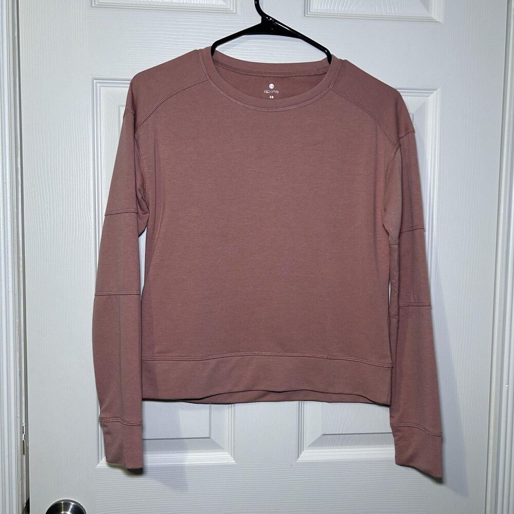 Apana Sweatshirt Women's XS Pink Long Sleeve Crew Neck Raglan Stretch Pullover
